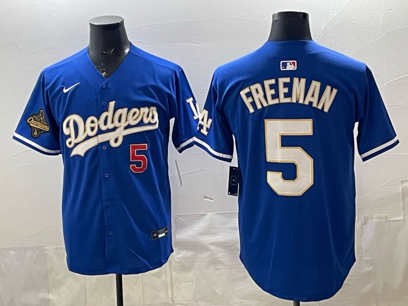 2026 Men Nike Los Angeles Dodgers #5 Freeman Blue gold Game MLB Jersey 003->->MLB Jersey